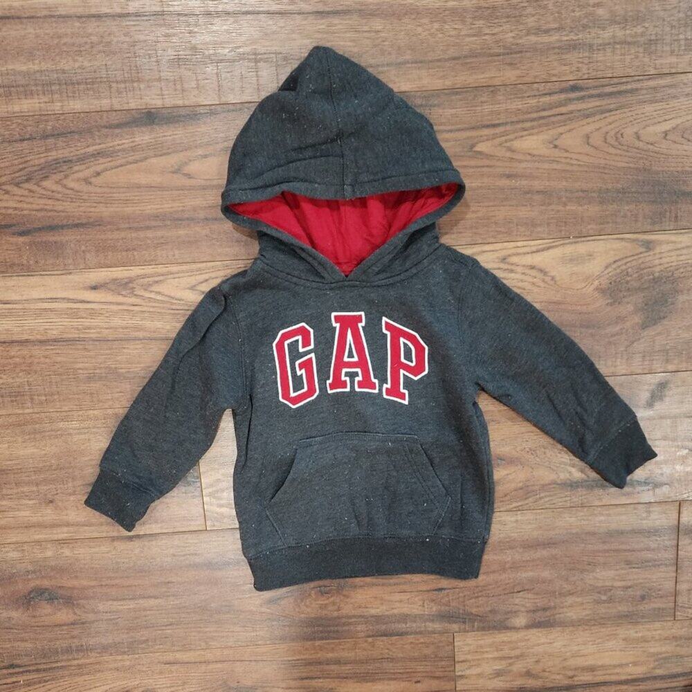 Gap Boy's Toddler Grey Logo Graphic Pullover Hooded Sweatshirt Hoodie Size 3